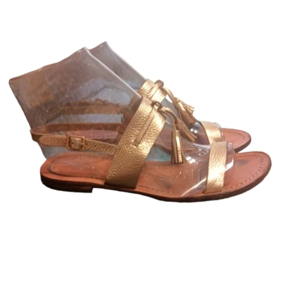 Kate Spade Carlita Sandals Gold Leather with Tassles